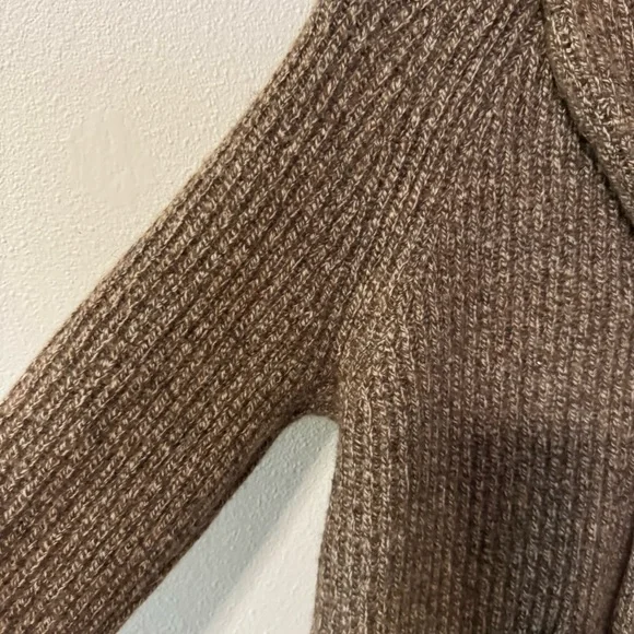 J Crew Rugged Merino Wool Heavyweight Cowl Neck Shawl Cardigan Sweater Brown-M - Picture 5 of 12